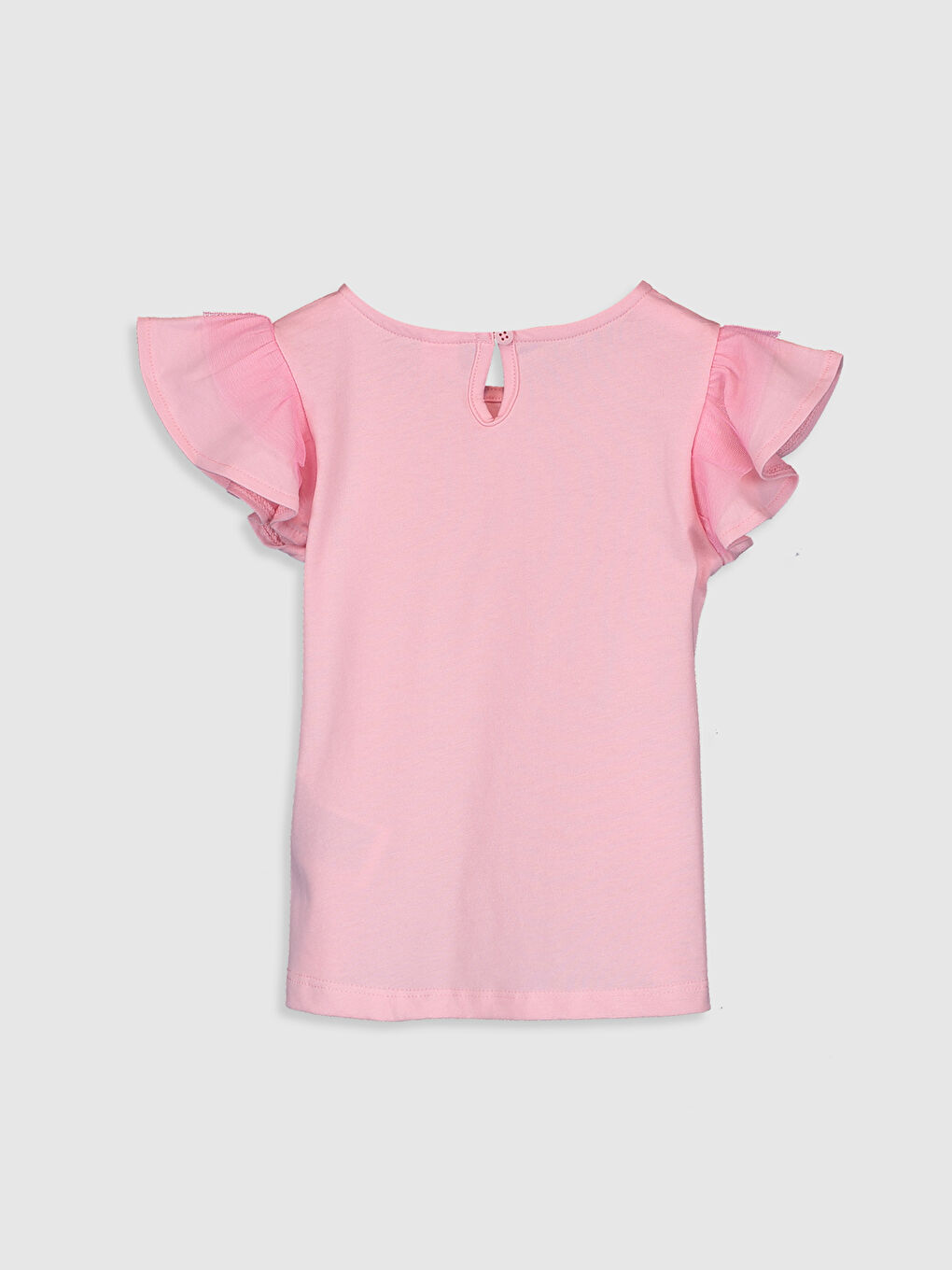 Pembe Bisiklet Yaka Kısa Kollu Kız Bebek Tişört-1