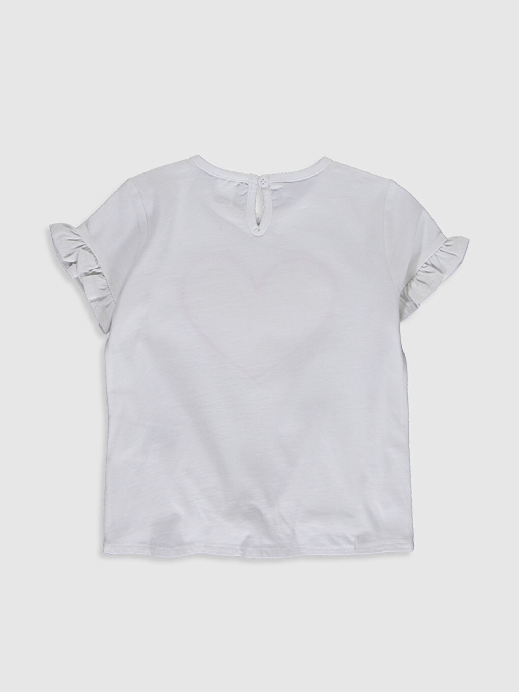 Ekru Bisiklet Yaka Kısa Kollu Kız Bebek Tişört-1