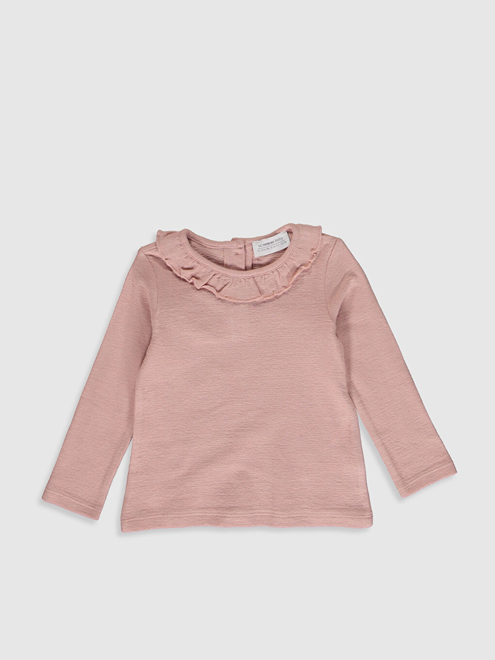 Pembe Bisiklet Yaka Uzun Kollu Kız Bebek Tişört