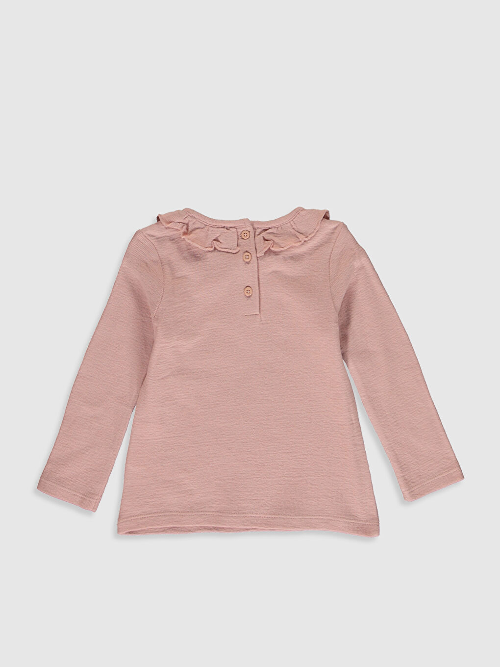 Pembe Bisiklet Yaka Uzun Kollu Kız Bebek Tişört-1