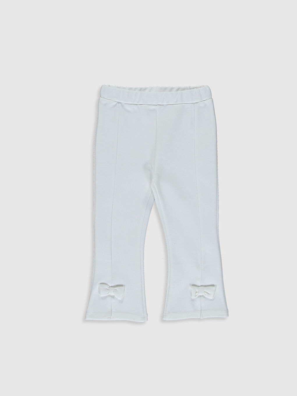 Ekru Beli Lastikli Fiyonk Detaylı Kız Bebek Eşofman Alt