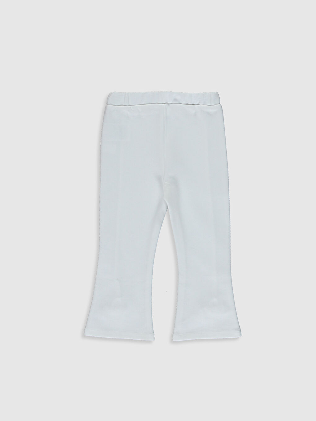 Ekru Beli Lastikli Fiyonk Detaylı Kız Bebek Eşofman Alt-1