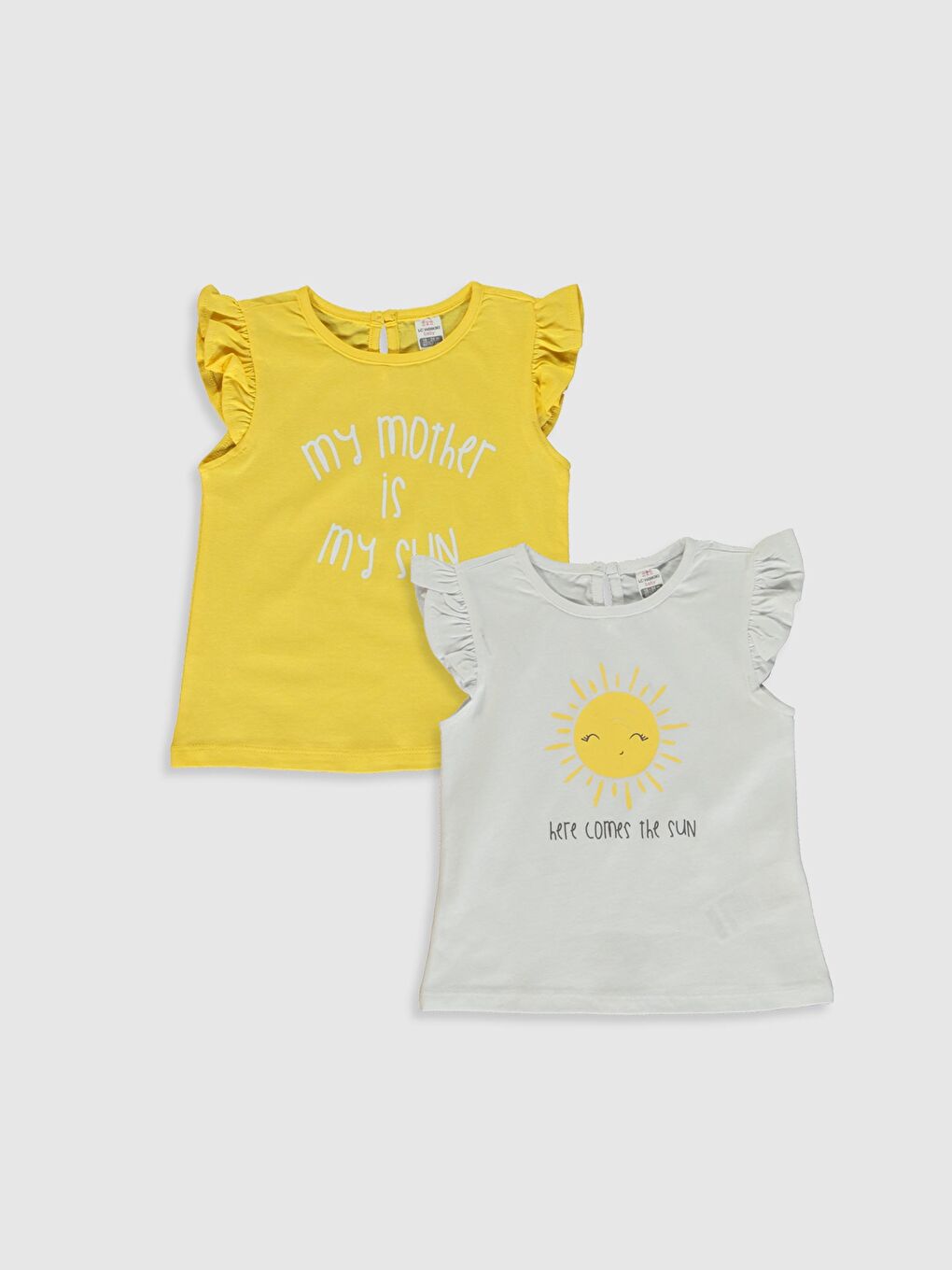 Beyaz Bisiklet Yaka Kısa Kollu Kız Bebek Tişört