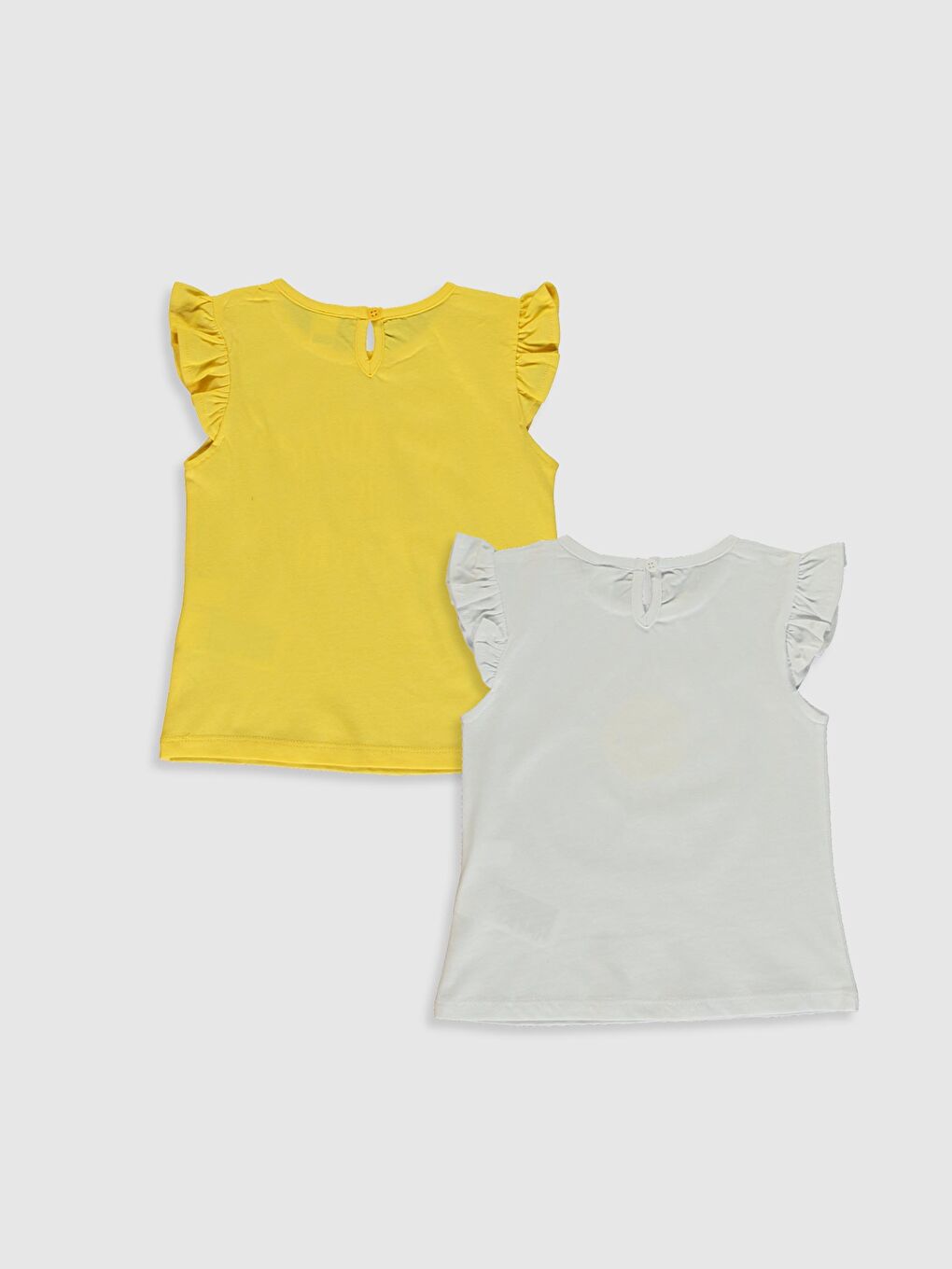 Beyaz Bisiklet Yaka Kısa Kollu Kız Bebek Tişört-1