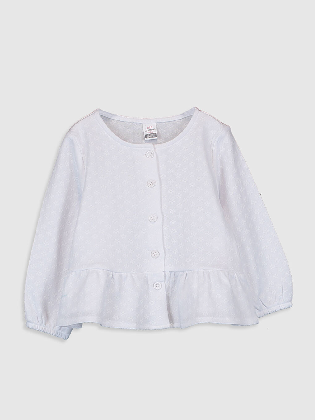 Beyaz Bisiklet Yaka Uzun Kollu Kız Bebek Hırka