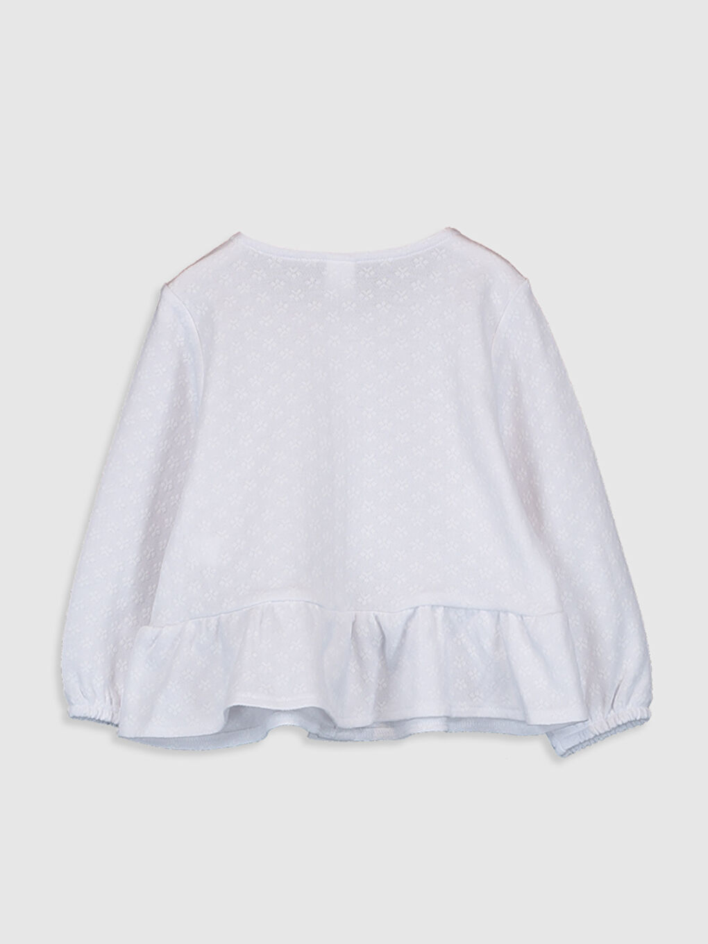 Beyaz Bisiklet Yaka Uzun Kollu Kız Bebek Hırka-1