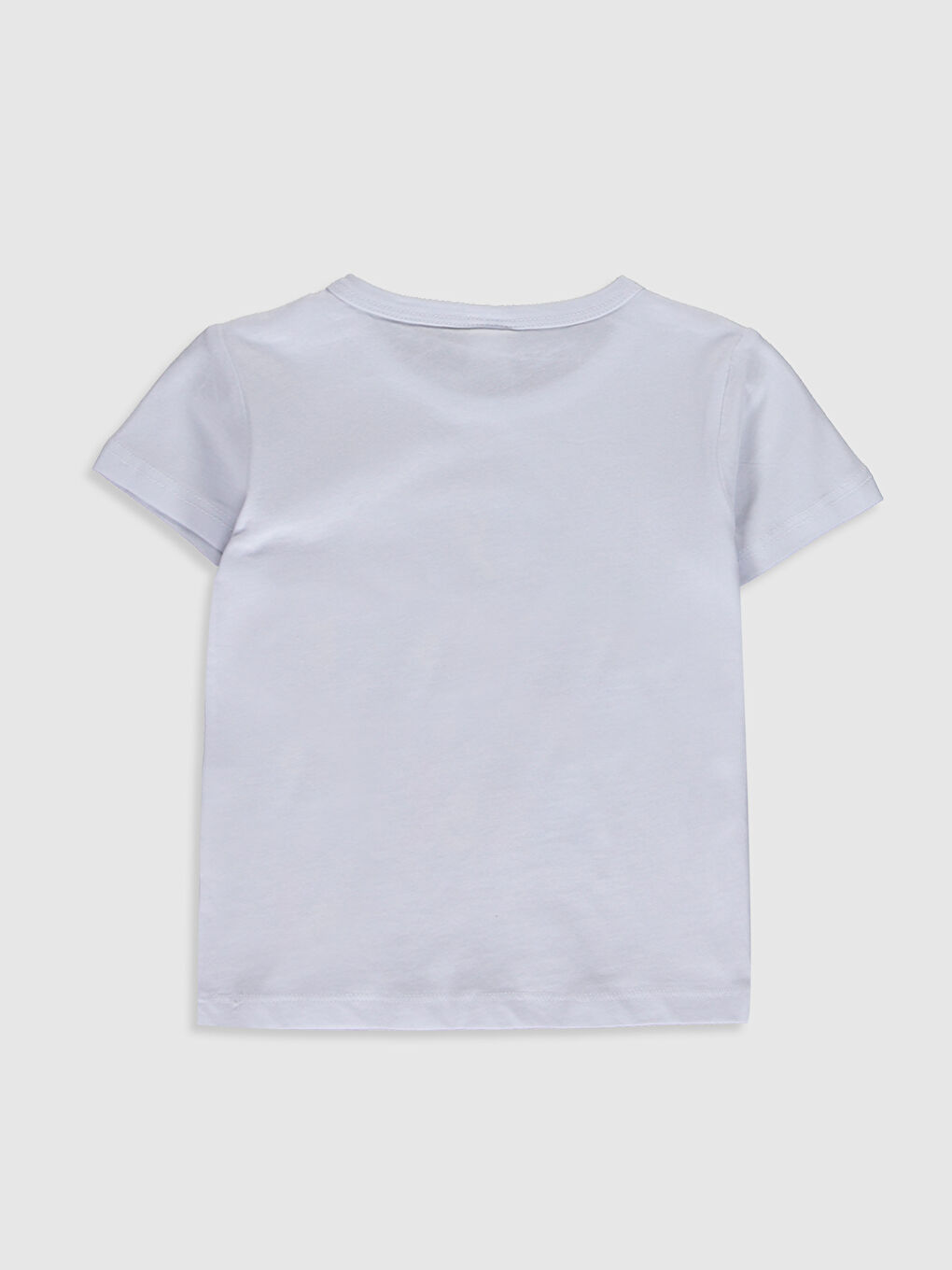 Beyaz Bisiklet Yaka Kısa Kollu Baskılı Erkek Bebek Tişört-1