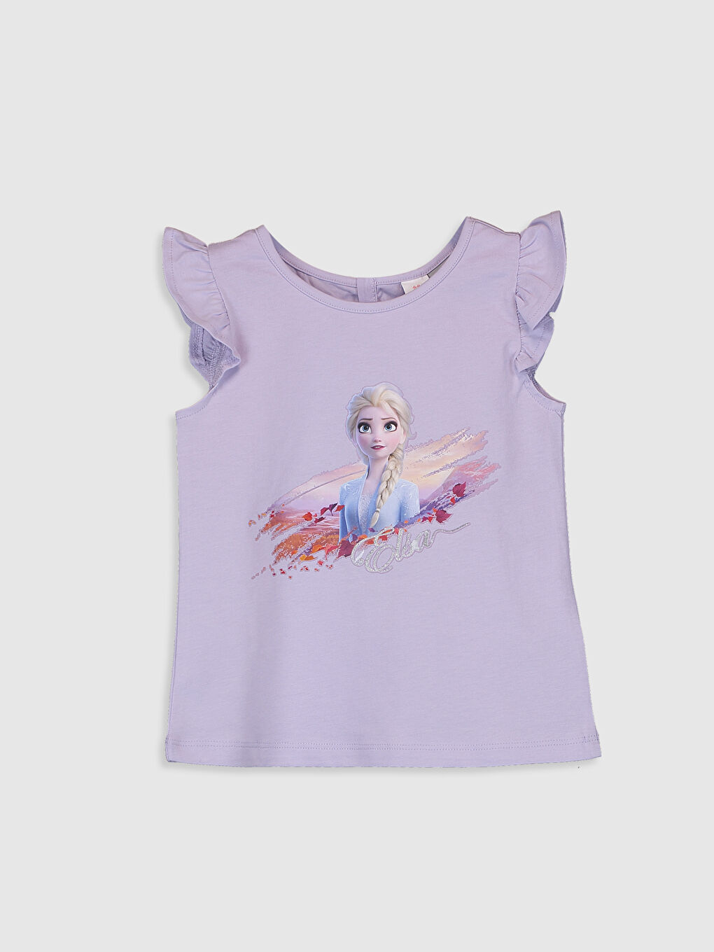 Lila Bisiklet Yaka Kolsuz Elsa Baskılı Kız Bebek Atlet