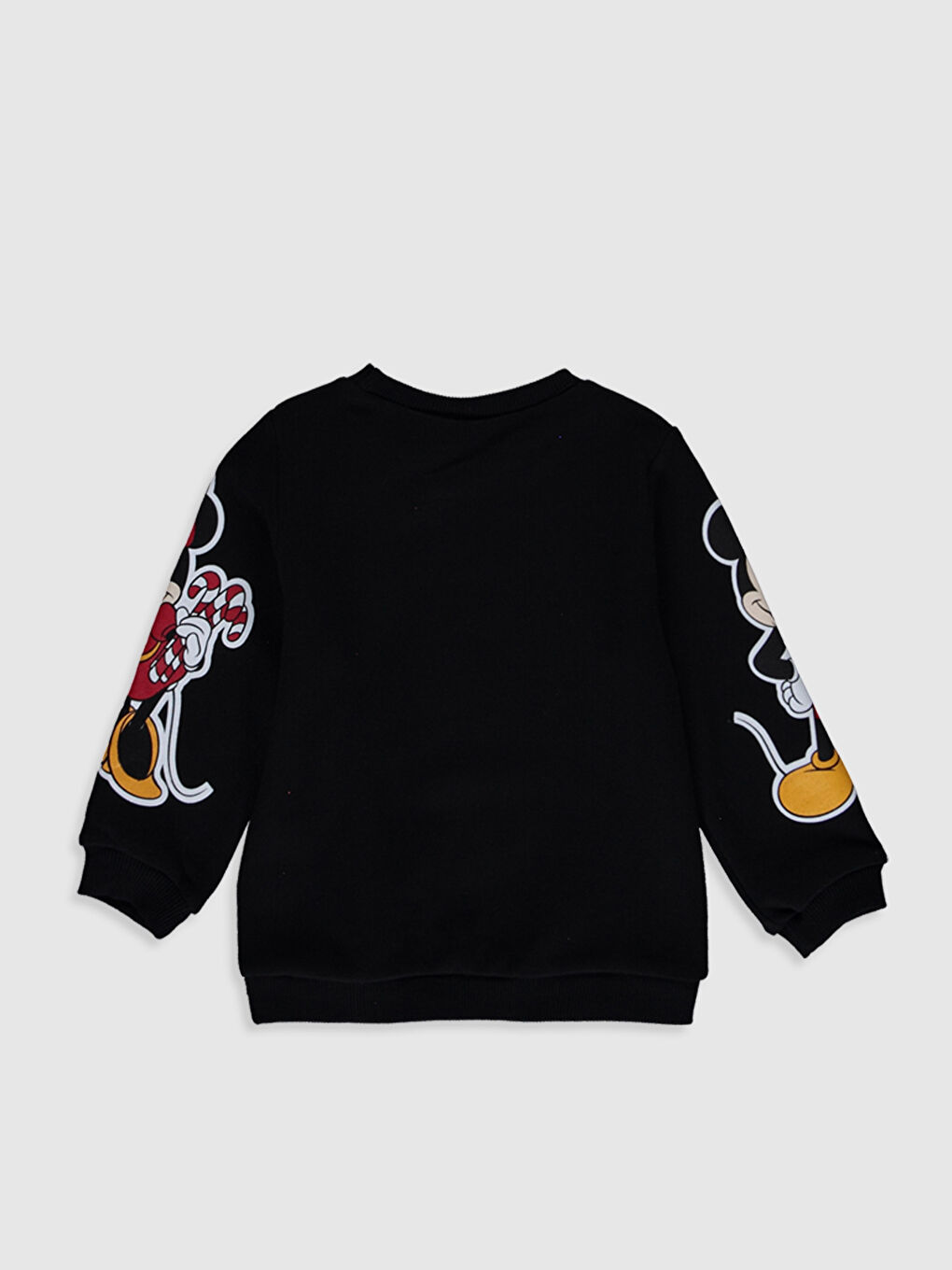 Siyah Bisiklet Yaka Uzun Kol Minnie ve Mickey Mouse Baskılı Kız Bebek Sweatshirt-1