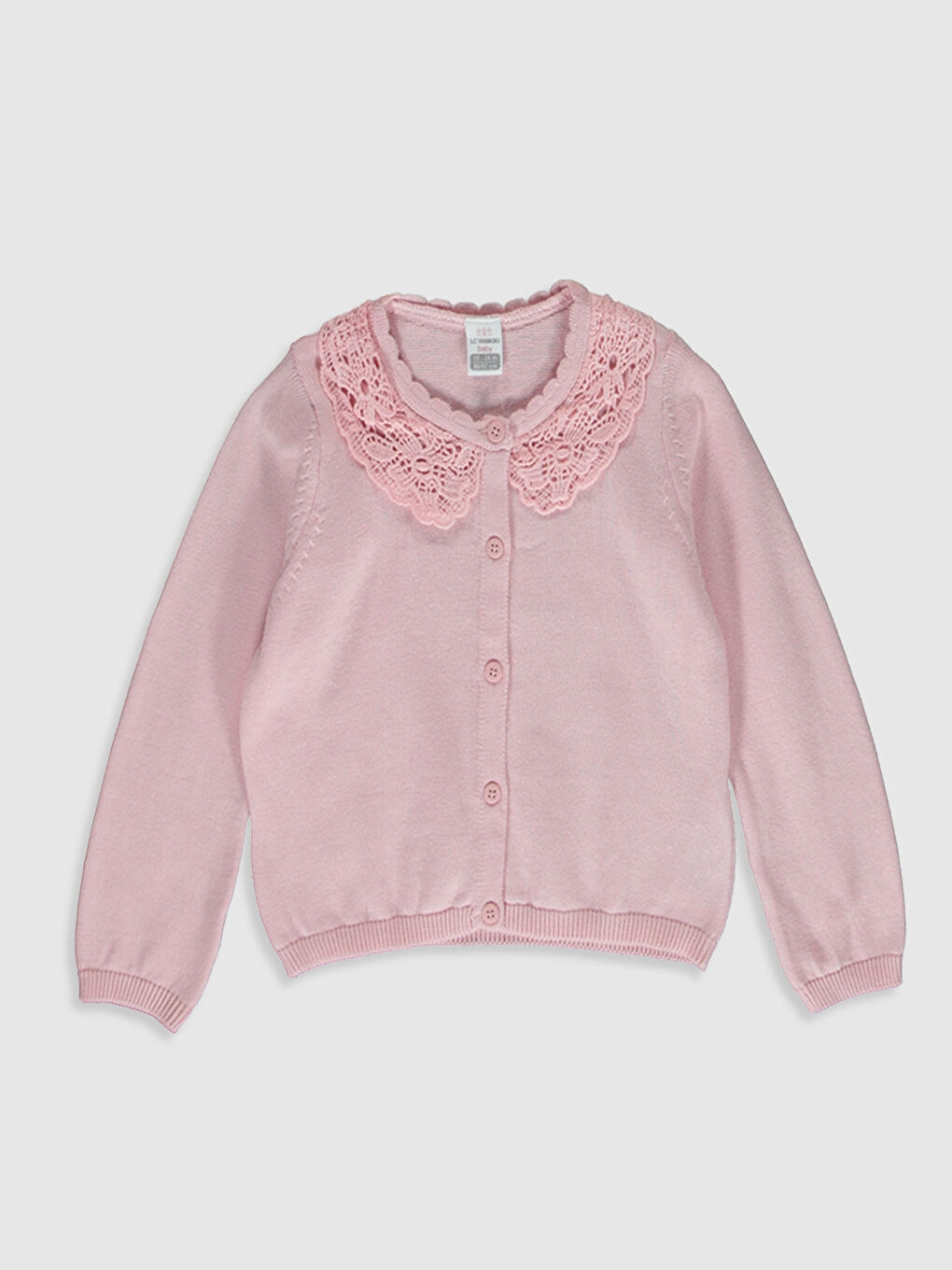 Pembe Uzun Kollu Kız Bebek Hırka