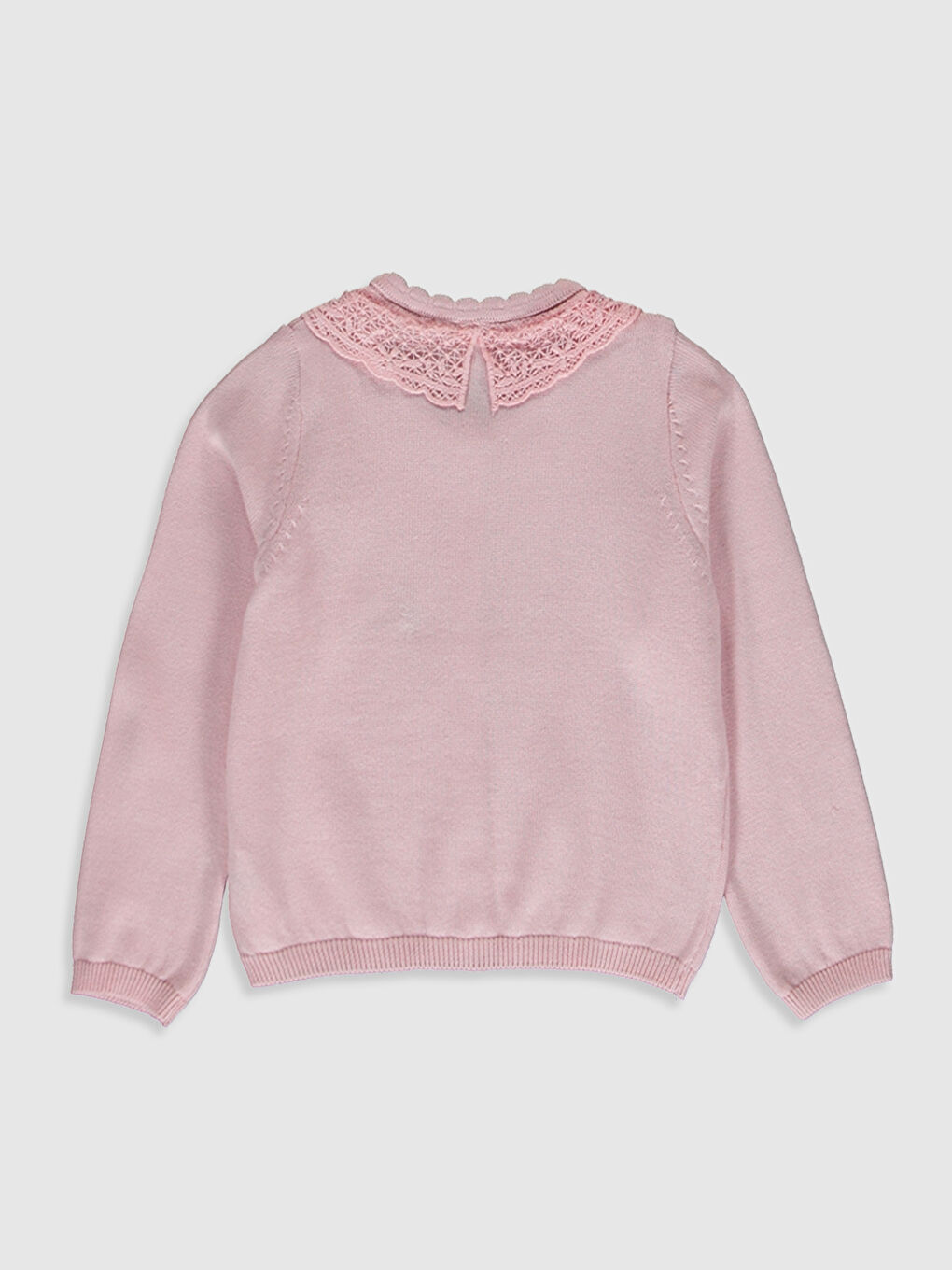 Pembe Uzun Kollu Kız Bebek Hırka-1