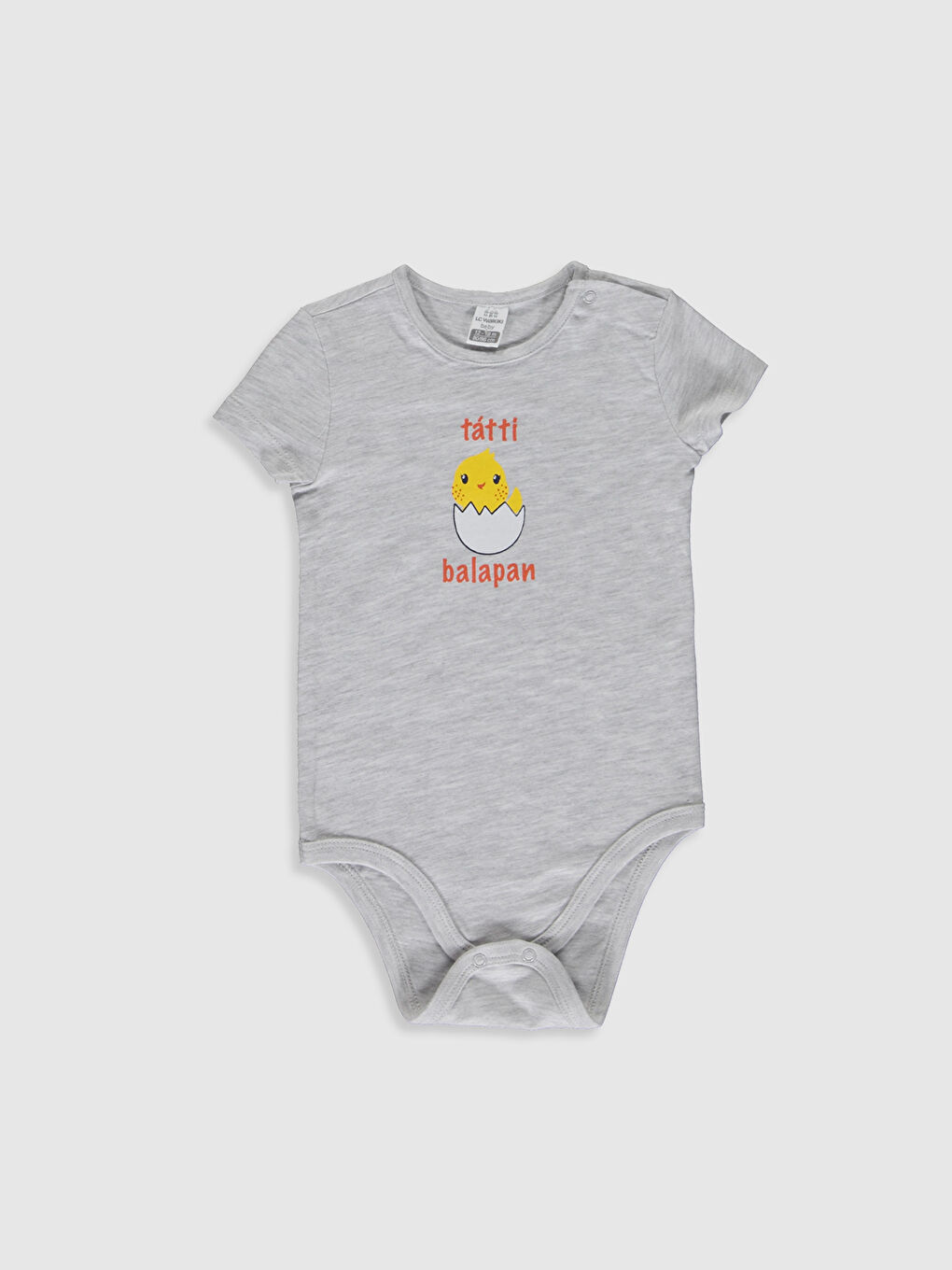 Beyaz Bisiklet Yaka Kısa Kol Baskılı Erkek Bebek Çıtçıtlı Body