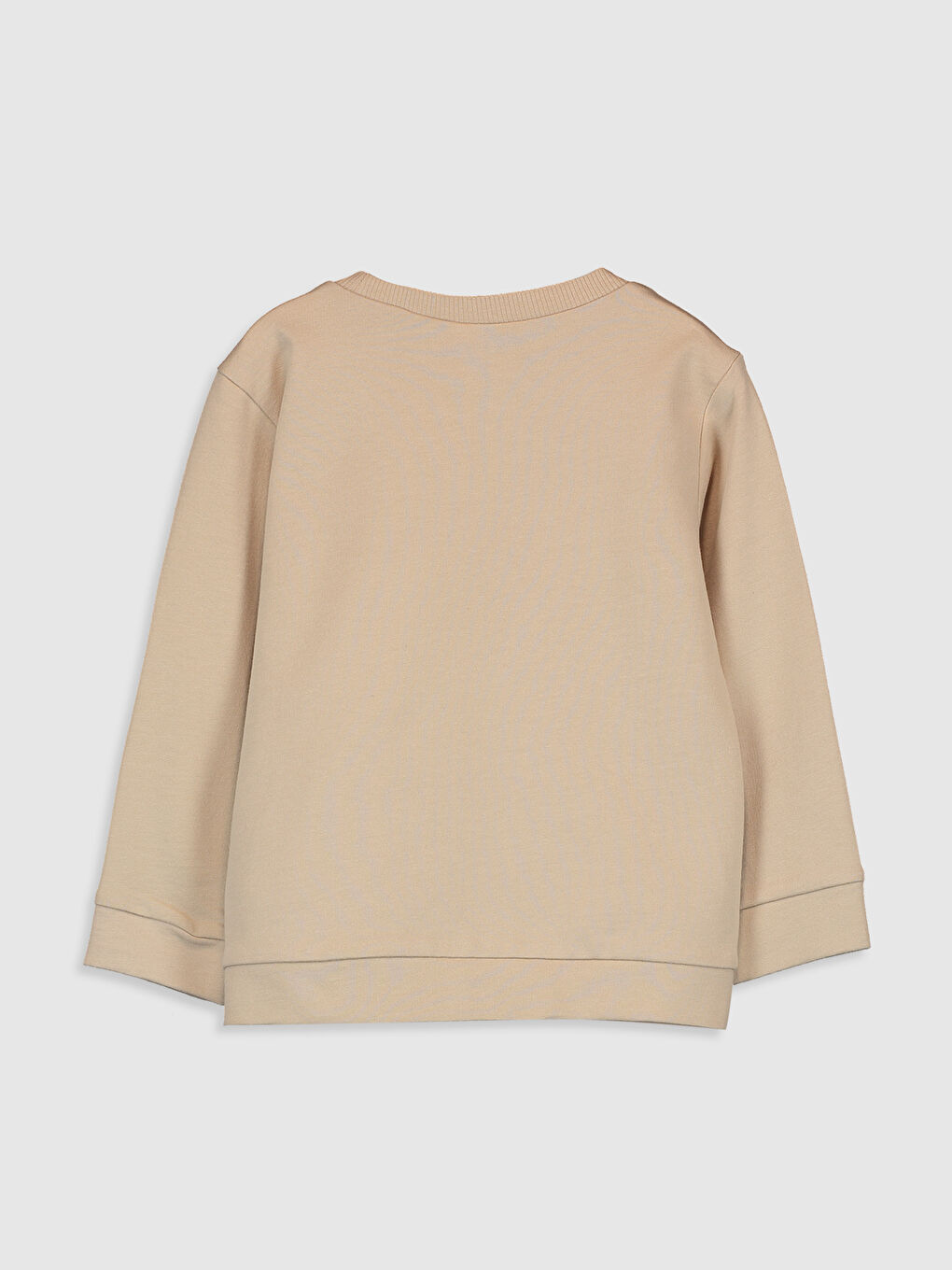 Bej Bisiklet Yaka Uzun Kollu Erkek Bebek Sweatshirt-1