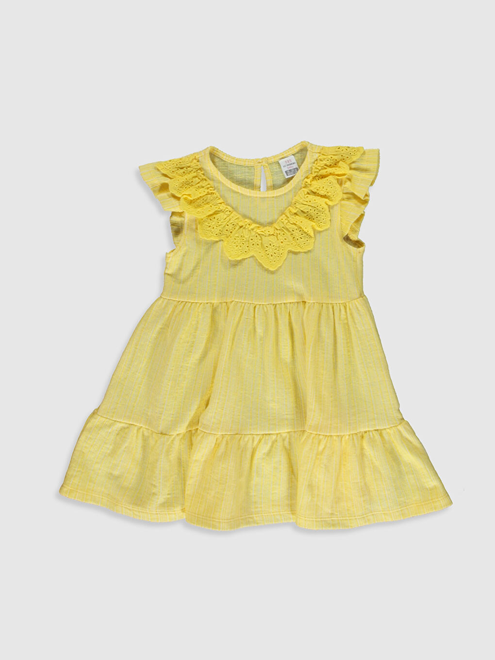 Sarı Kısa Kollu Kız Bebek Elbise