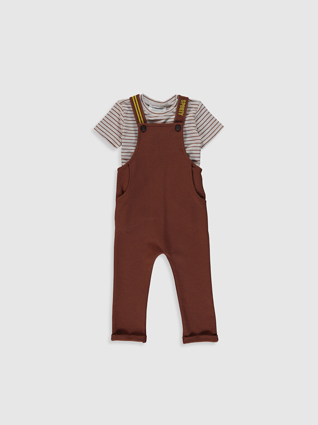Kahverengi Kısa Kollu Erkek Bebek Takım