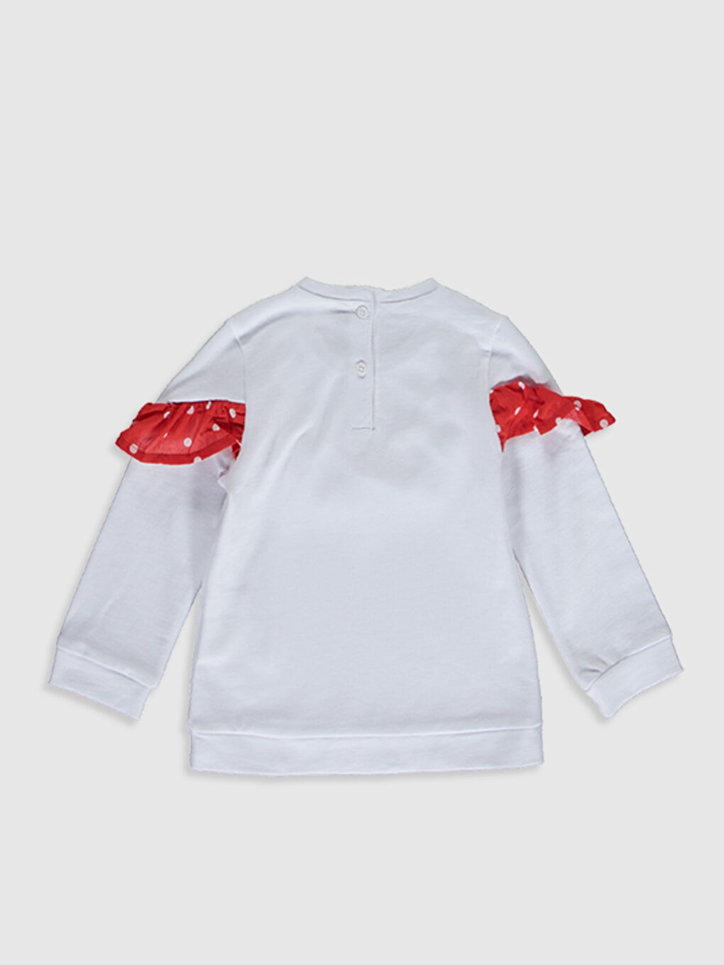 Beyaz Bisiklet Yaka Uzun Kollu Kız Bebek Sweatshirt-1