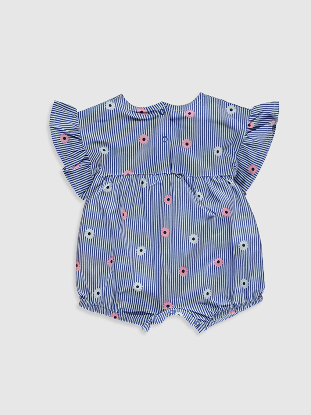 Ekru Bisiklet Yaka Kısa Kollu Kız Bebek Tulum-1