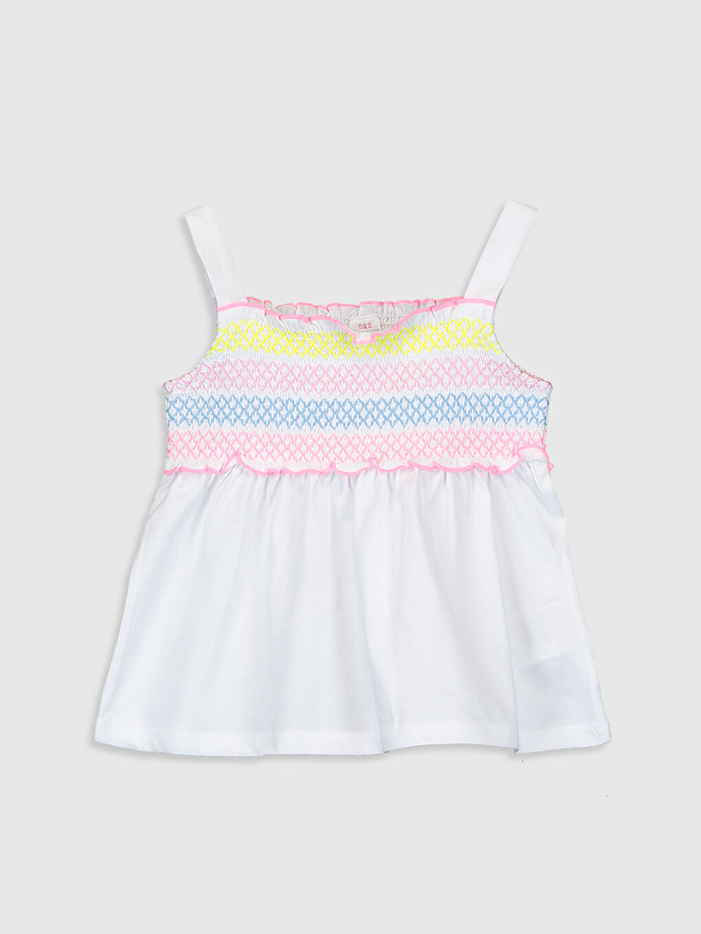 Beyaz Kare Yaka Askılı Kız Bebek Atlet