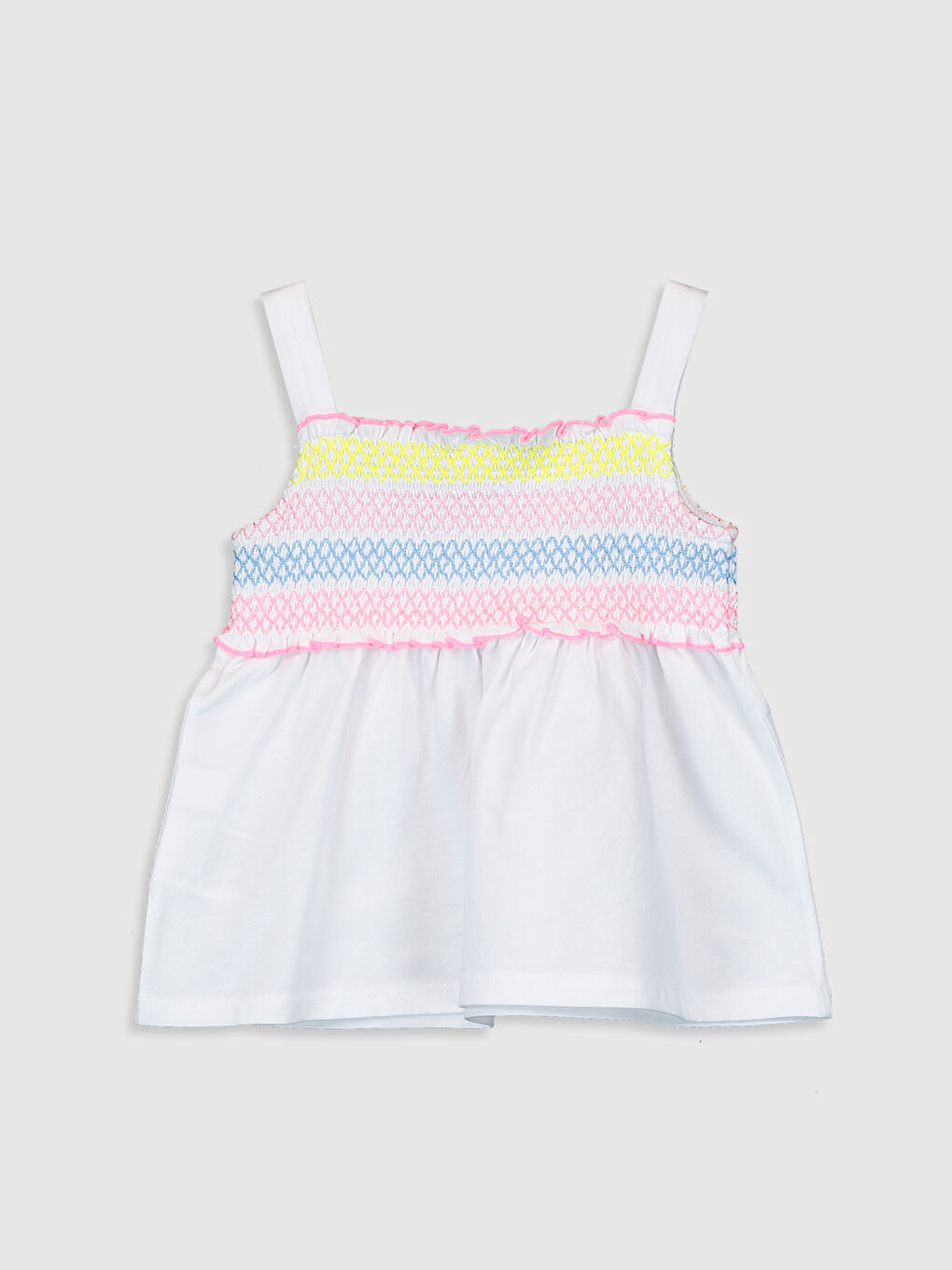 Beyaz Kare Yaka Askılı Kız Bebek Atlet-1