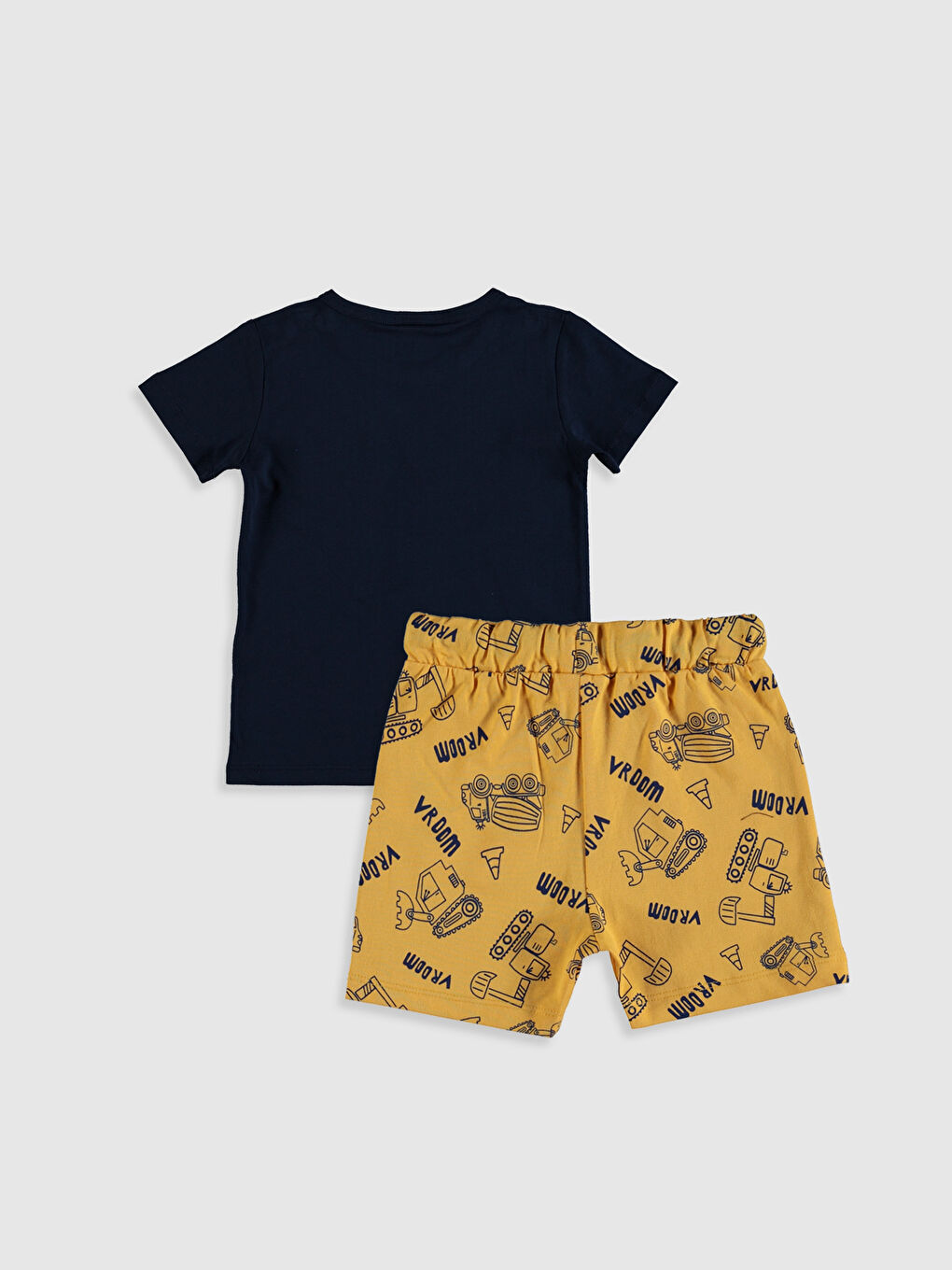 Lacivert Hakim Yaka Kısa Kol Erkek Bebek Tişört ve Şort 2'li-1