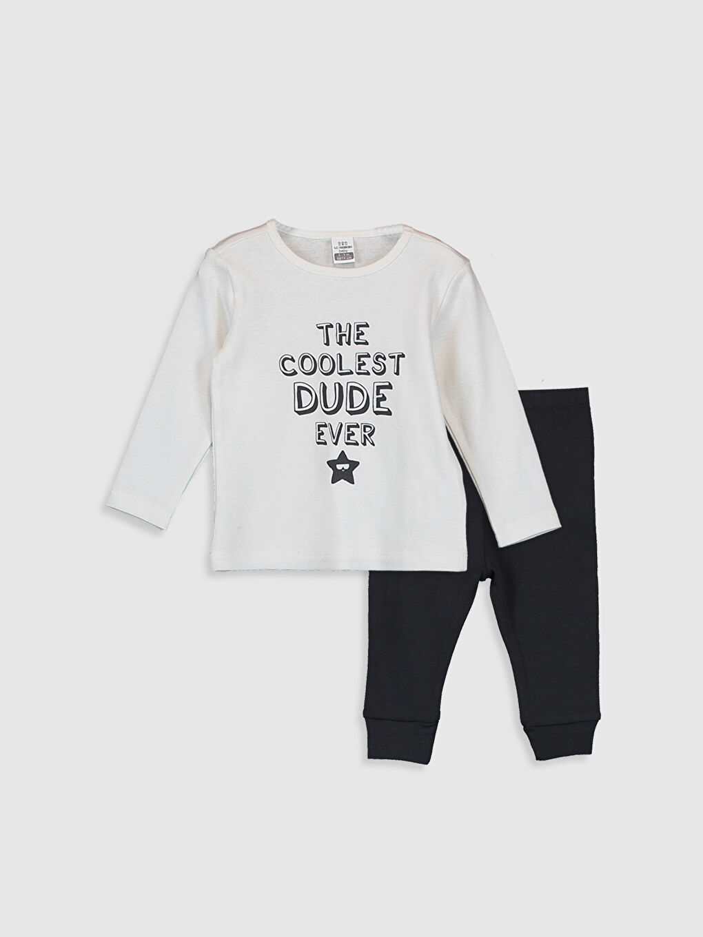 Beyaz Erkek Bebek Baskılı Pamuklu Pijama Takımı