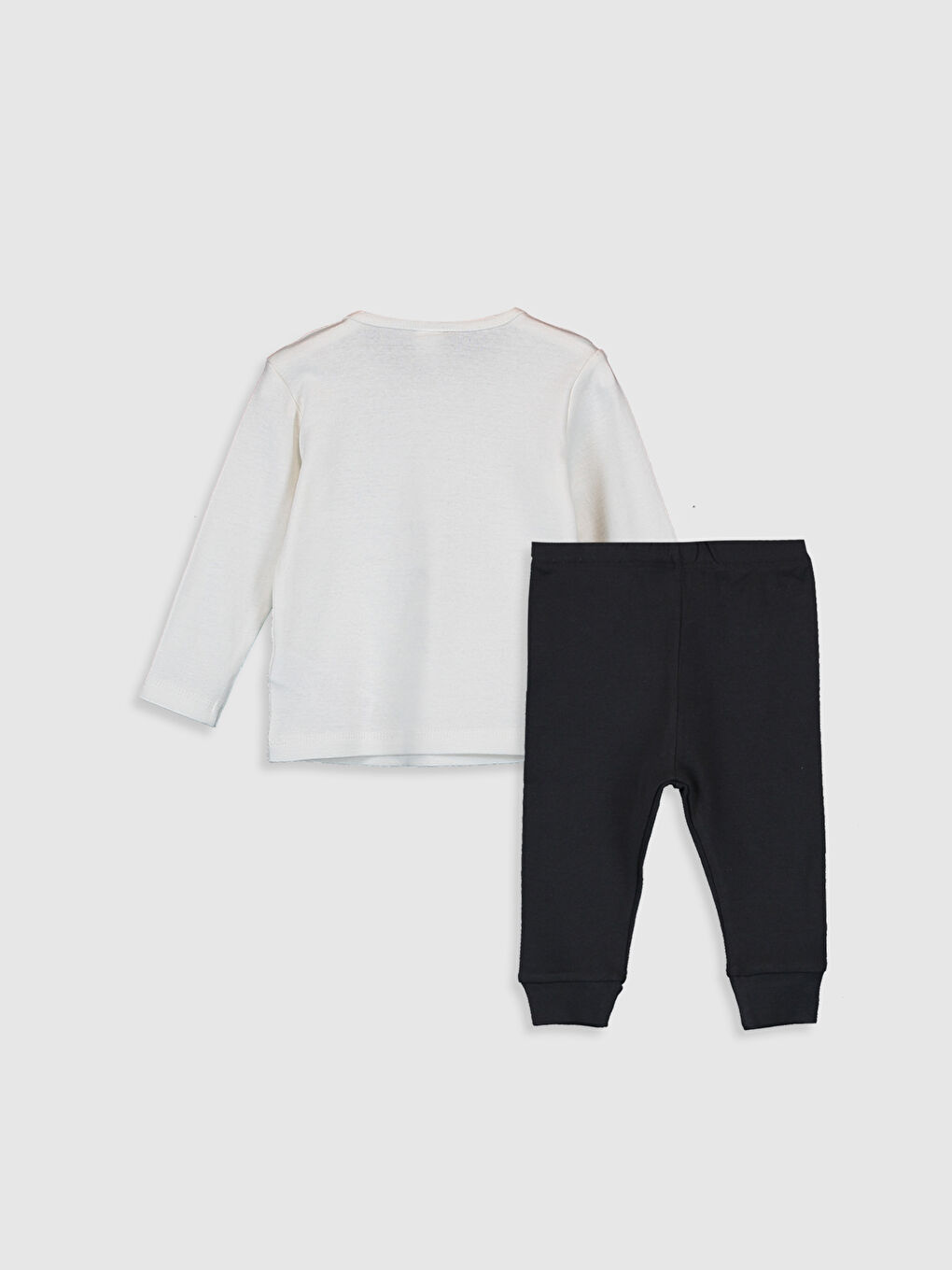 Beyaz Erkek Bebek Baskılı Pamuklu Pijama Takımı-1