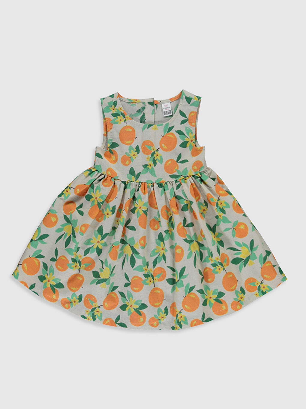 Ekru Kısa Kollu Kız Bebek Elbise