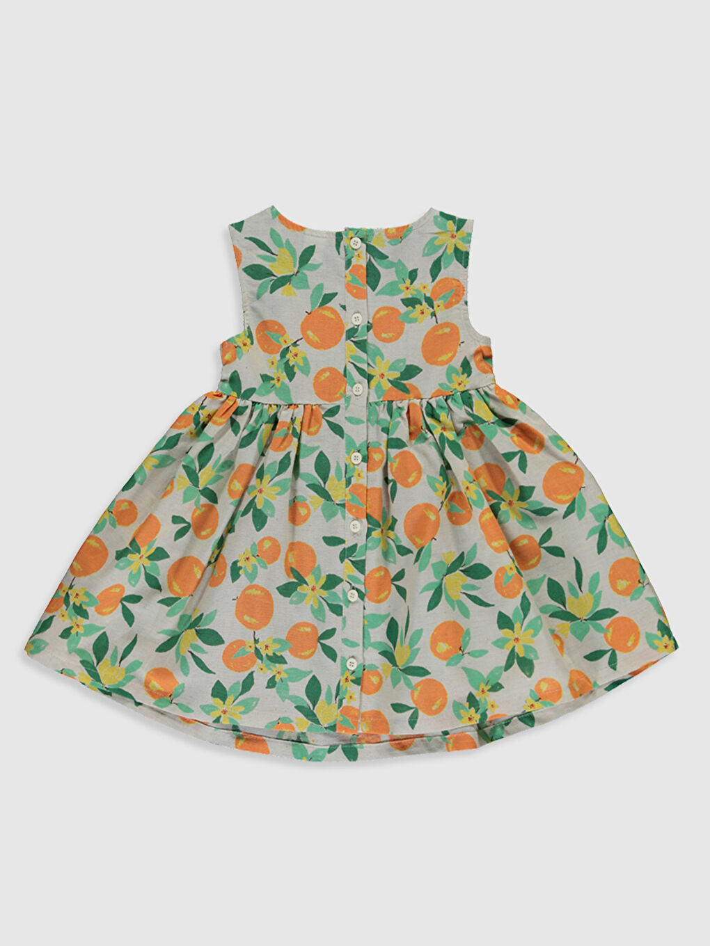 Ekru Kısa Kollu Kız Bebek Elbise-1