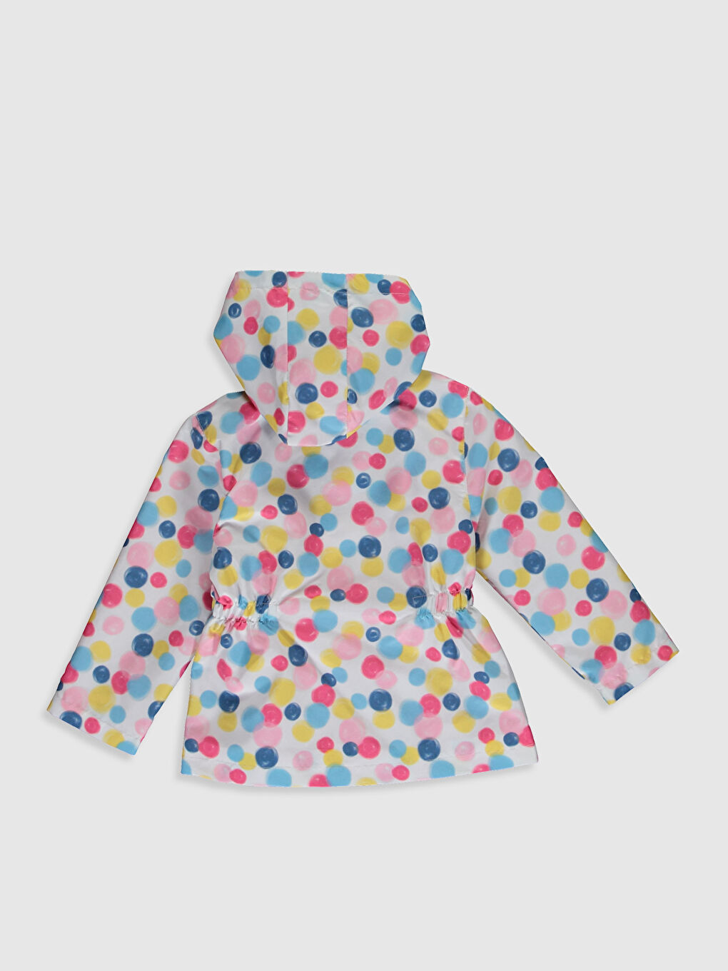 Ekru Kapüşonlu Uzun Kollu Kız Bebek Fermuarlı Yağmurluk-1
