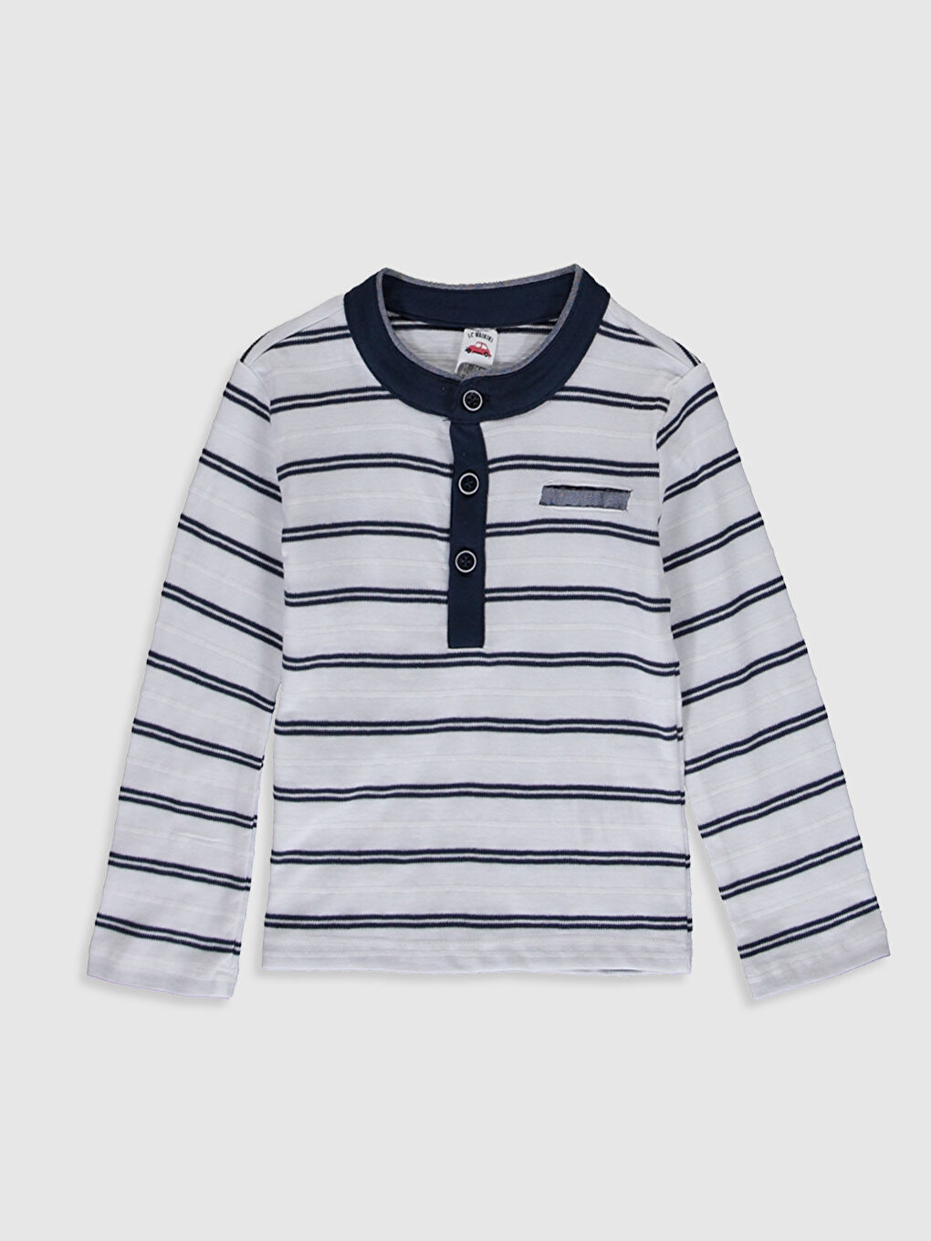 Lacivert Gömlek Yaka Uzun Kollu Erkek Bebek Tişört