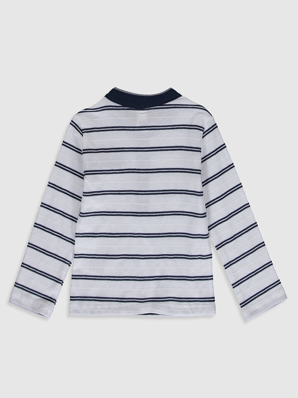 Lacivert Gömlek Yaka Uzun Kollu Erkek Bebek Tişört-1