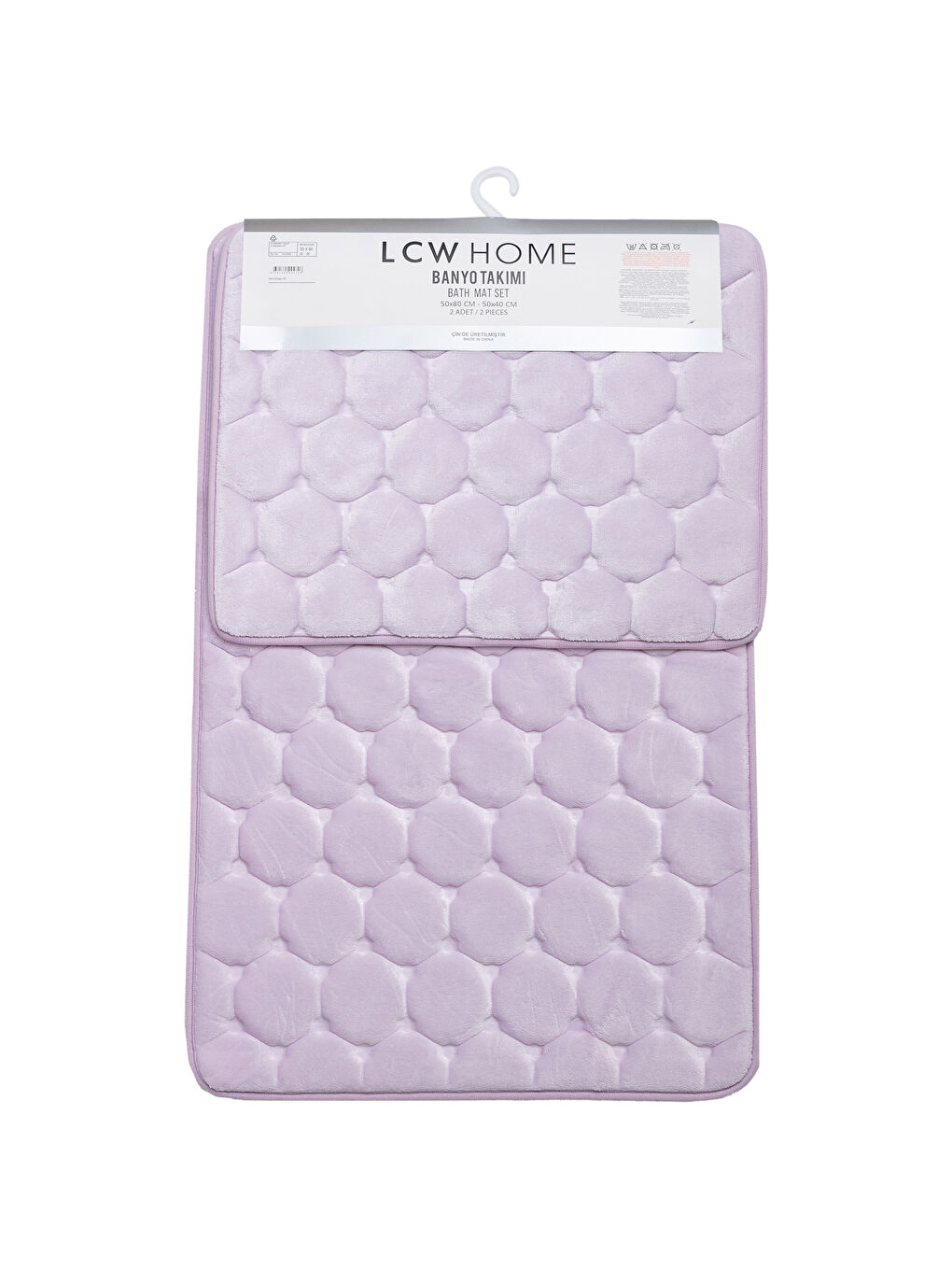 Lila Kabartmalı Banyo Paspası 2'li-3