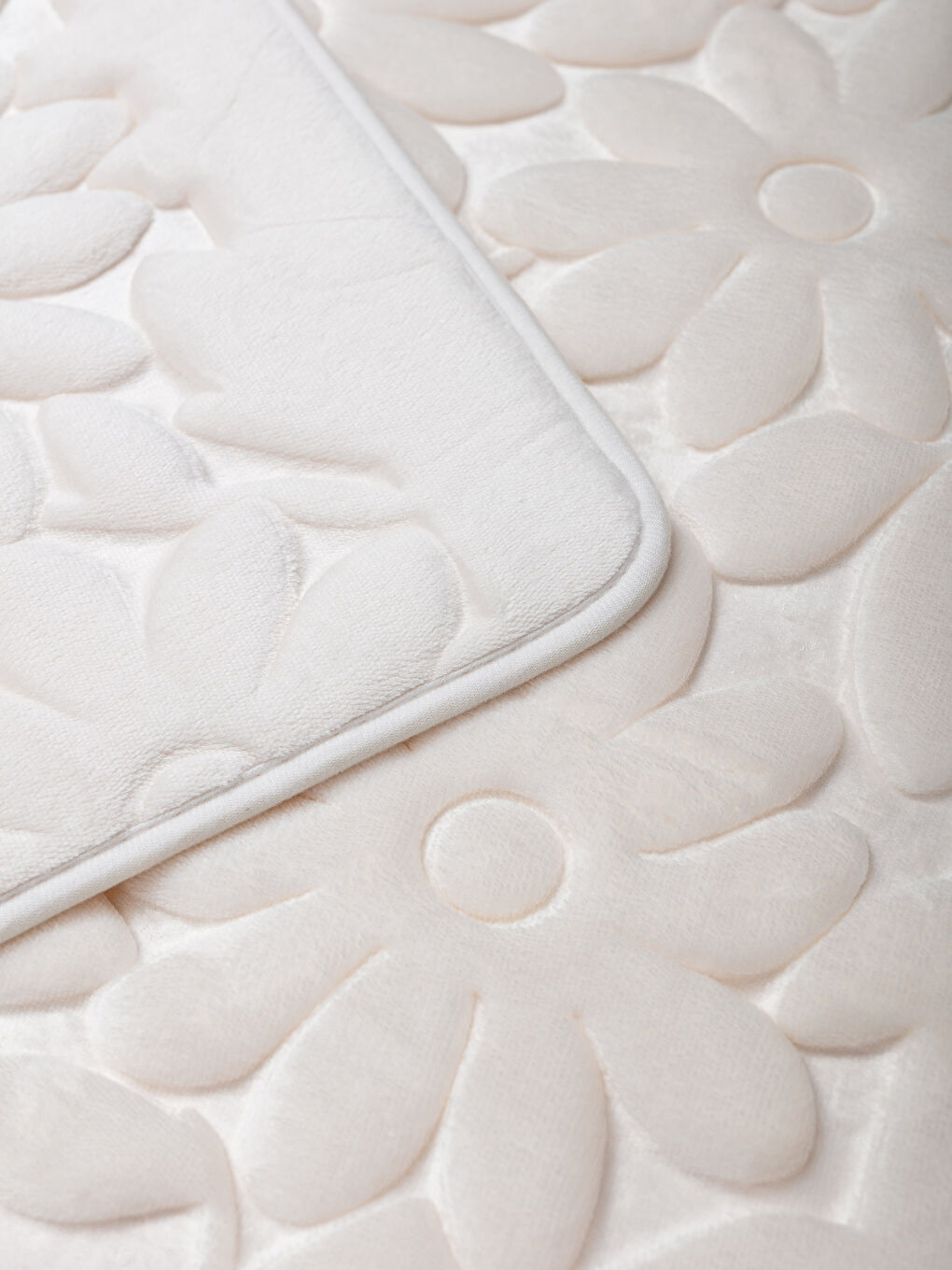 Ekru Kabartmalı Banyo Paspası 2'li-2