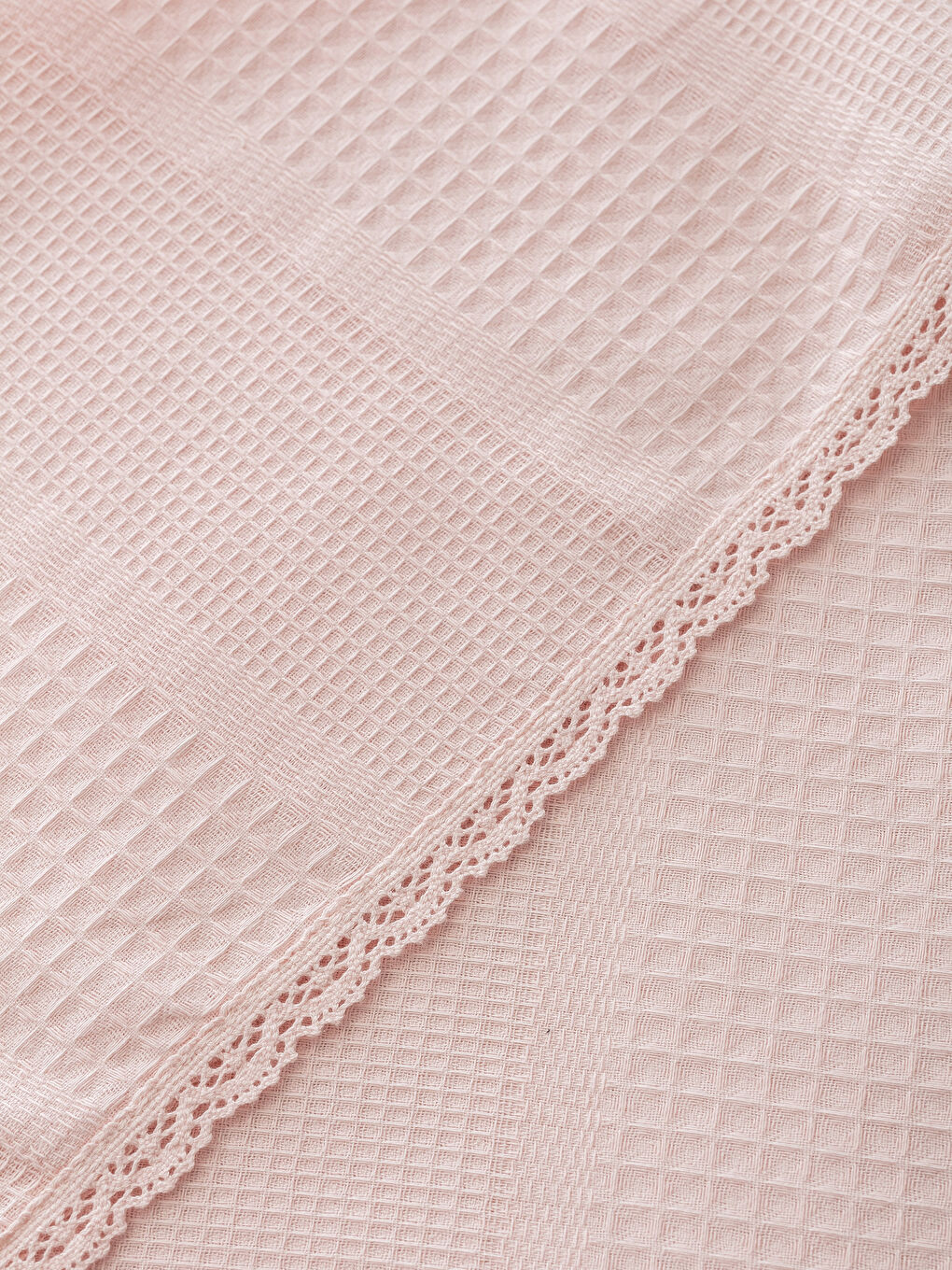 Розовый Односпальное пике (легкое покрывало)-2