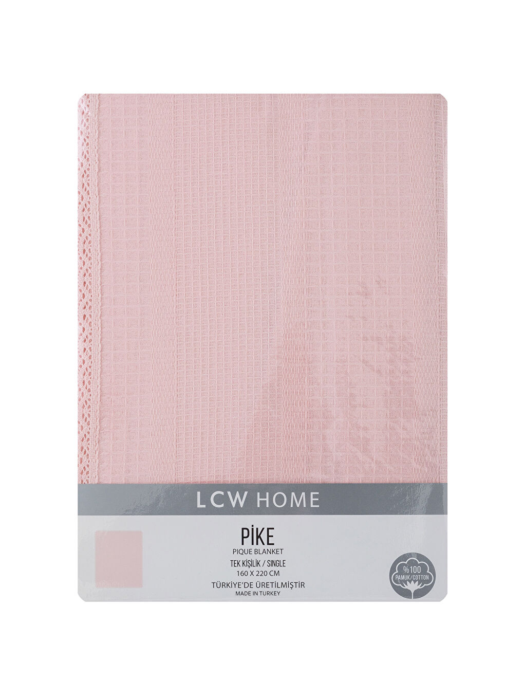 Розовый Односпальное пике (легкое покрывало)-3