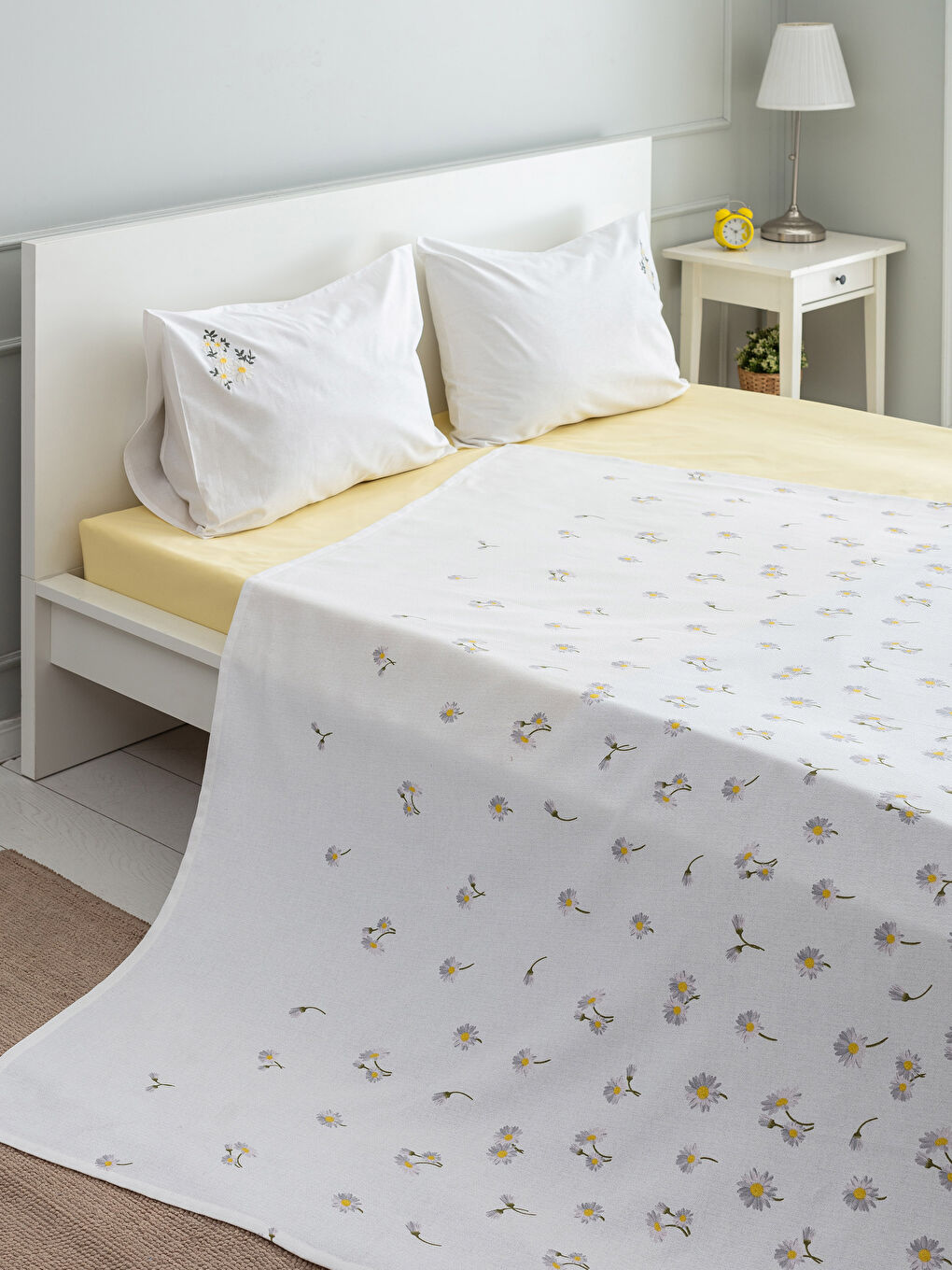 Couvre-lit piqué double JAUNE