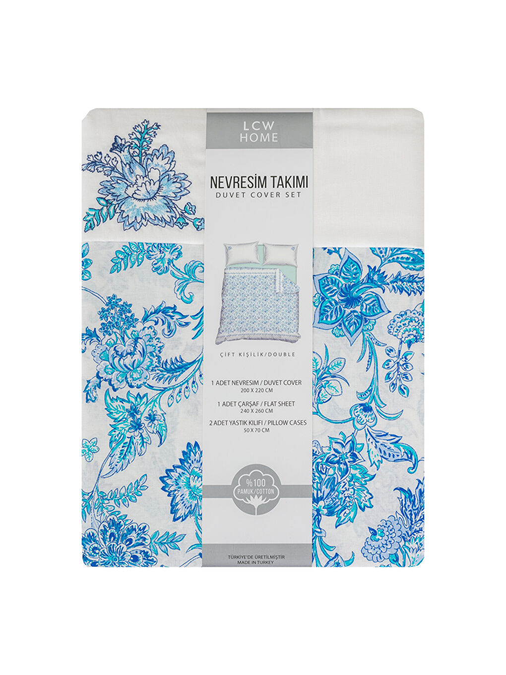 طقم غطاء لحاف مزدوج كامل أزرق فاتح-5