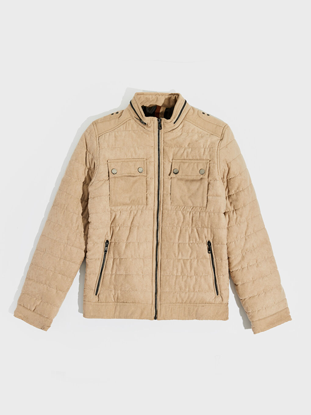 Тар пішім биік жағалы замша пальто