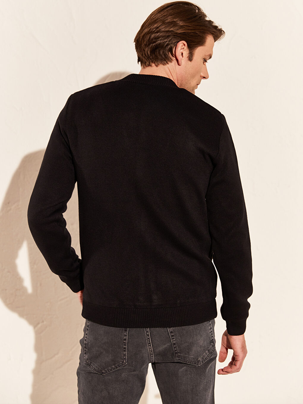 Lacivert Standart Kalıp Kolej Yaka Erkek Hırka-3