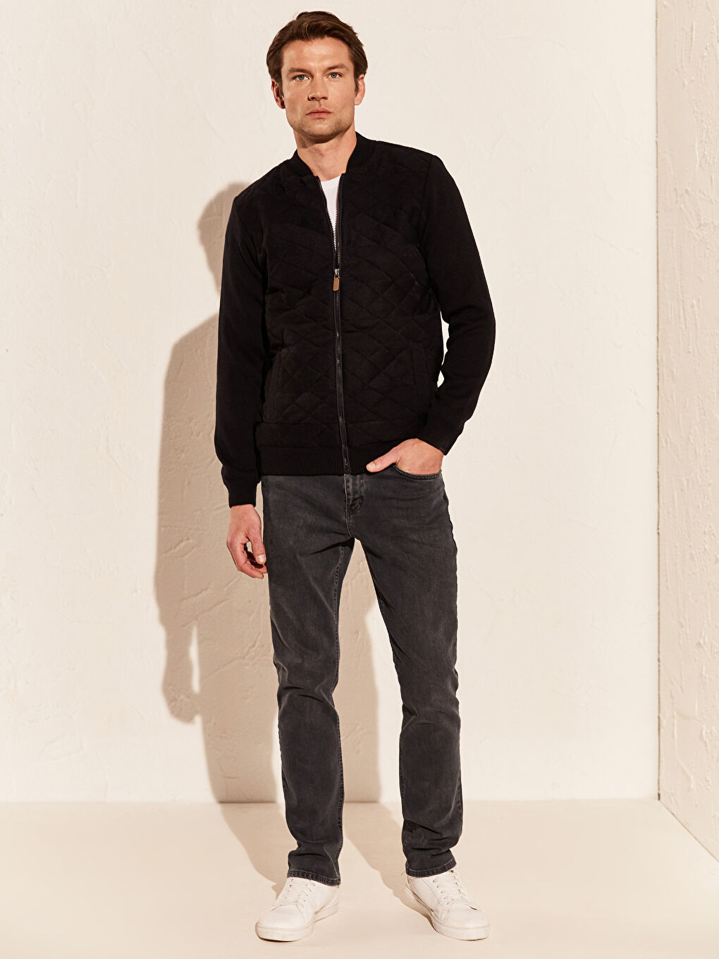 Lacivert Standart Kalıp Kolej Yaka Erkek Hırka-4