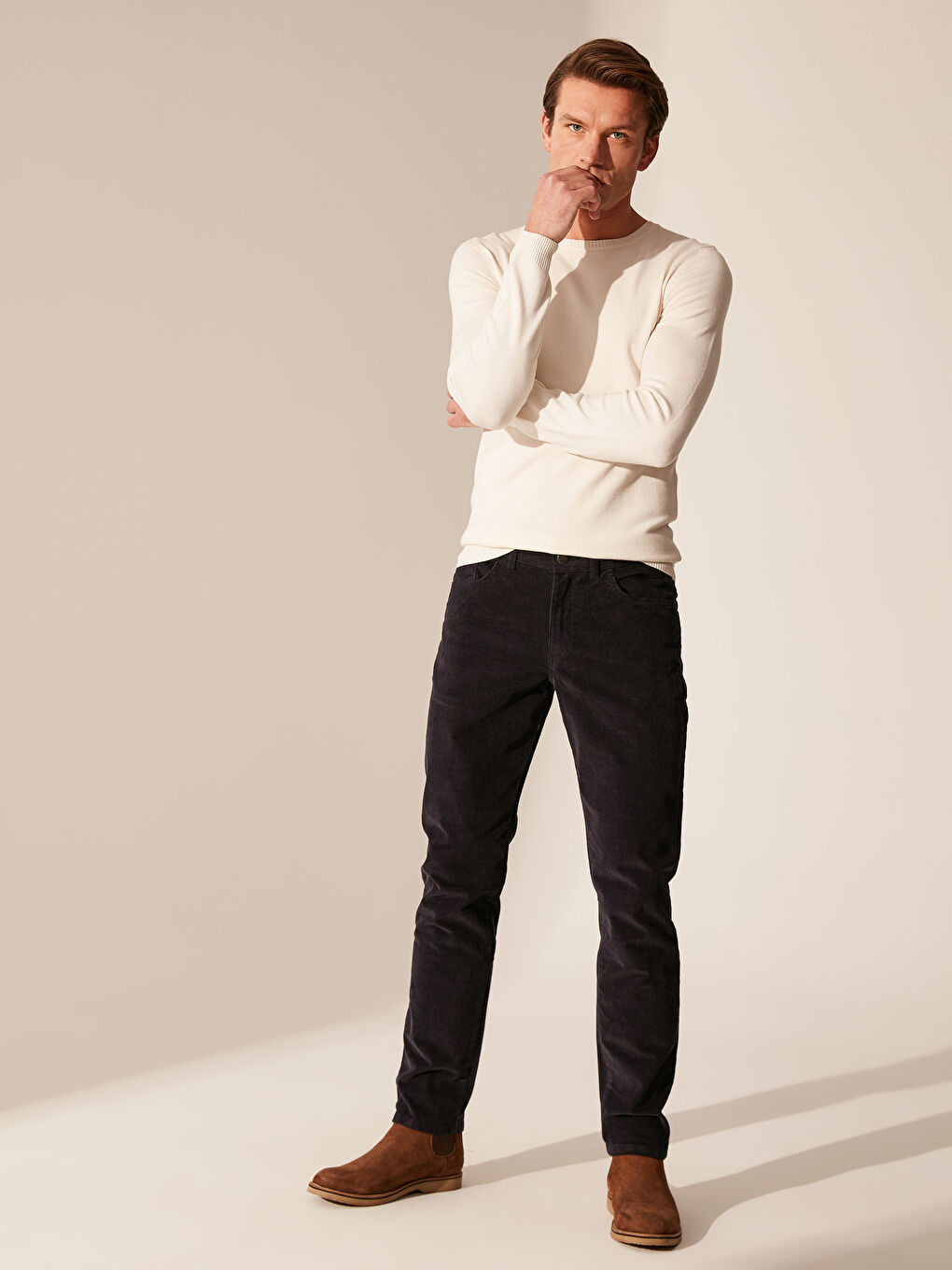 Lacivert Kadife Erkek Pantolon-1