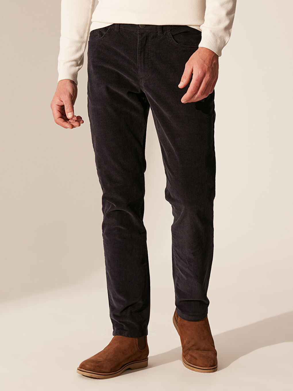 Lacivert Kadife Erkek Pantolon-2