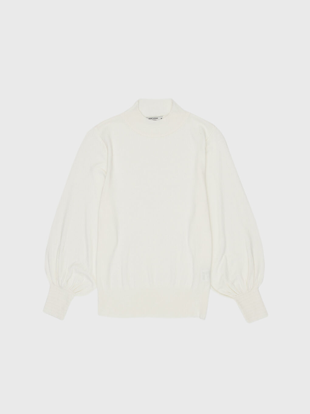 Ekru Yarım Balıkçı Yaka Uzun Kollu Kadın Kazak-1