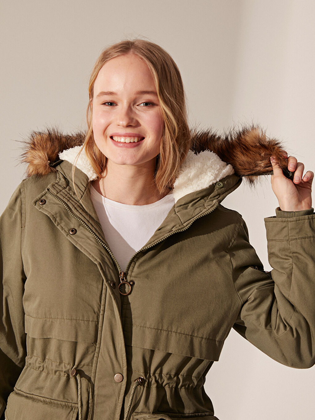 Women's Parka with Hooded Straight Long Sleeve Thick-5