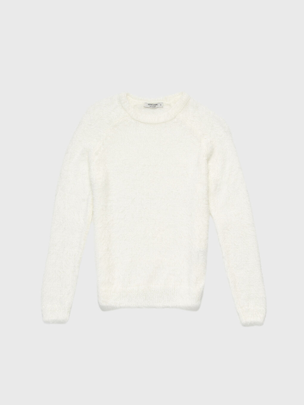 سترة تريكو كم طويل عادي بياقة دائرية للسيدات-1