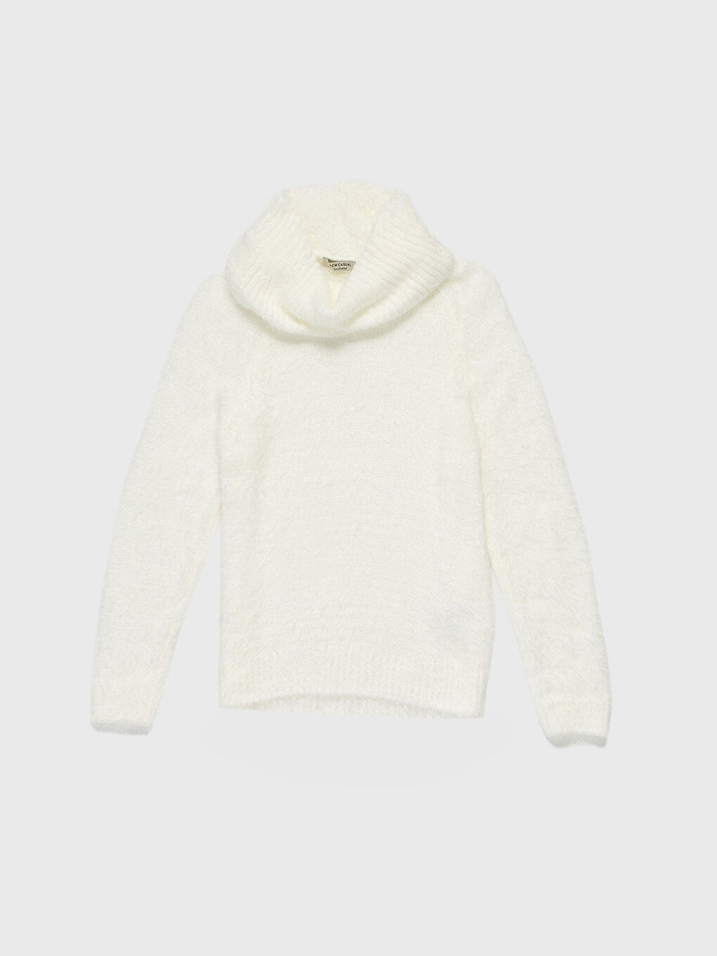 Degaje Yaka Düz Uzun Kollu Kadın Triko Kazak-1