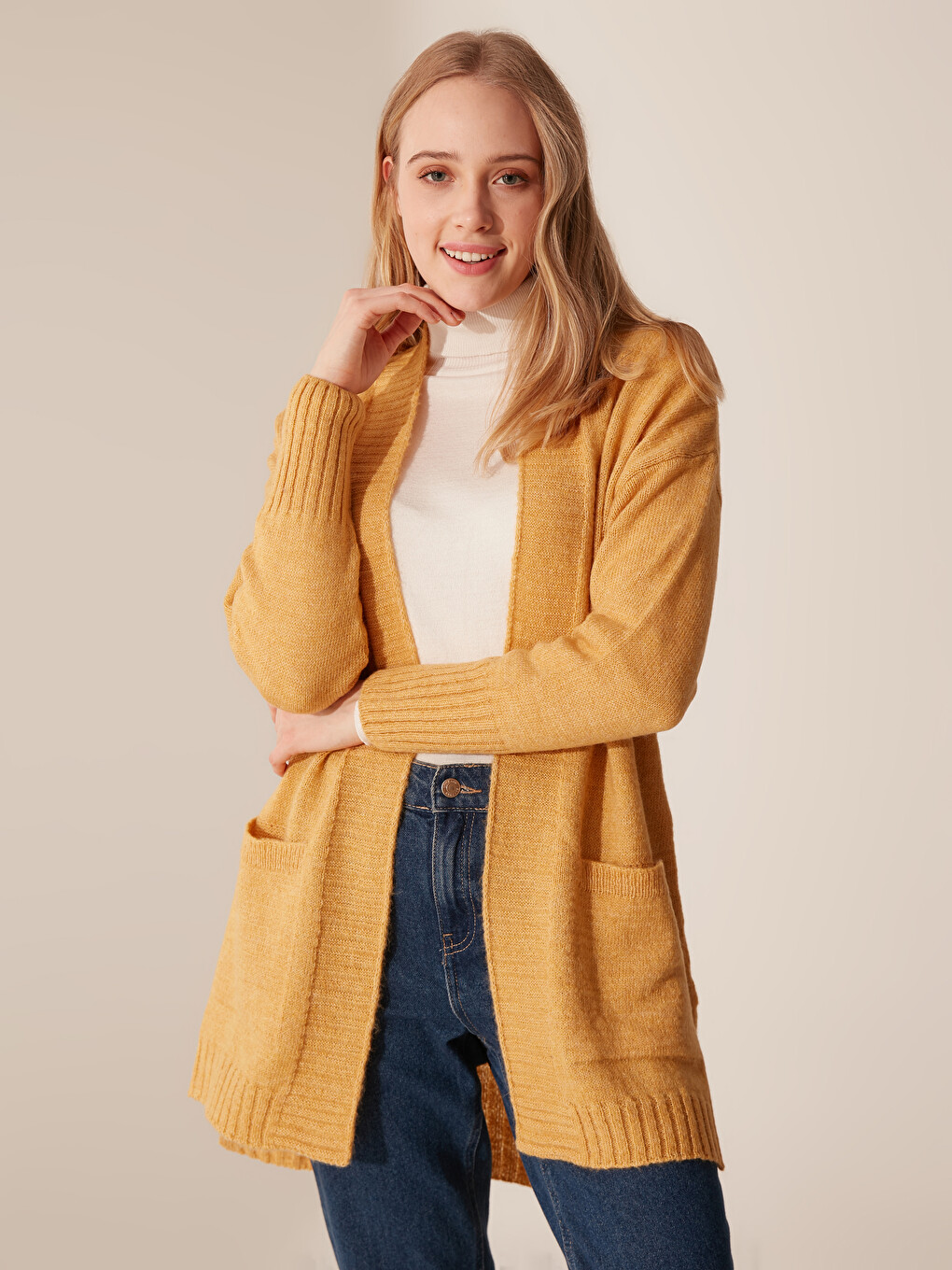Long Sleeve Women's Pocket Knitwear Cardigan
