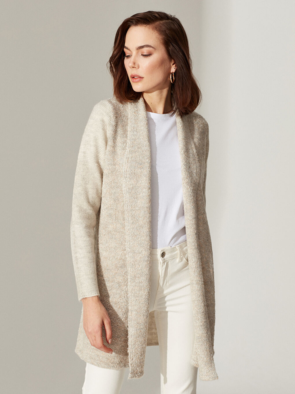 Текстурований кардиган з шальовим коміром і довгим рукавом для жінок-2