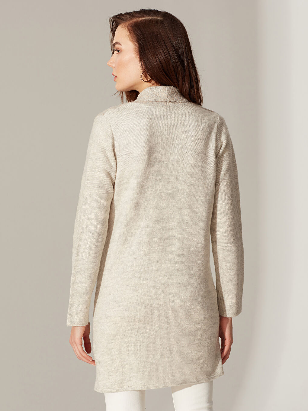 Текстурований кардиган з шальовим коміром і довгим рукавом для жінок-4