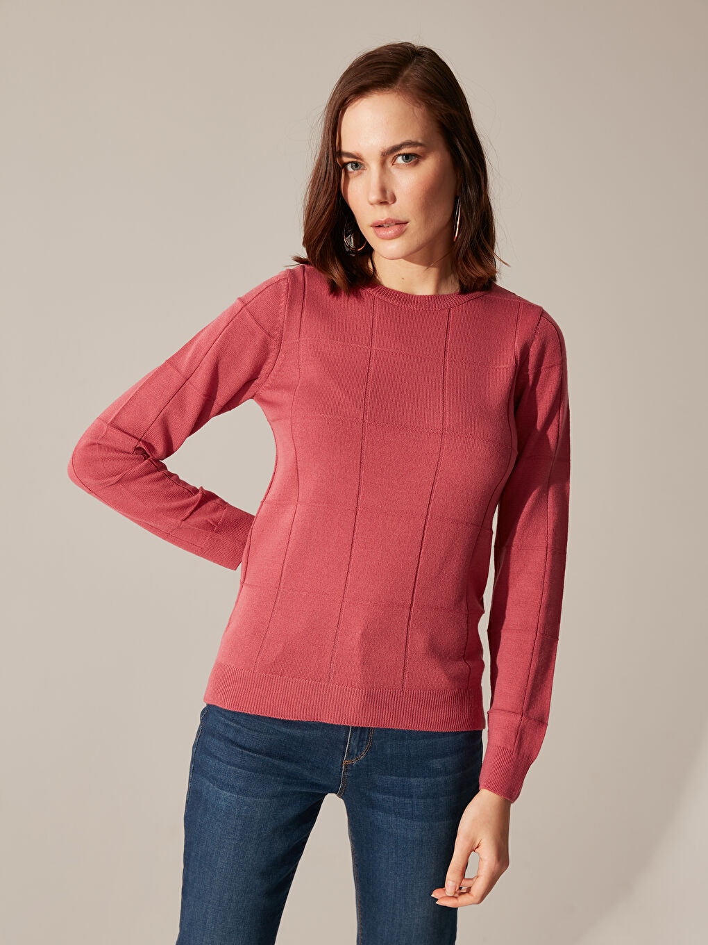 Self-Patterned Lightweight Tricot Jumper-5